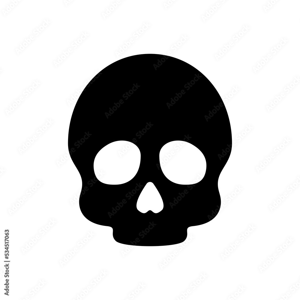Skull glyph icon. Happy halloween design. Pirate sign. Zombie skeleton. Isolated vector stock illustration Skull glyph icon. Happy halloween design. Pirate sign. Zombie skeleton. Isolated vector stock illustration
