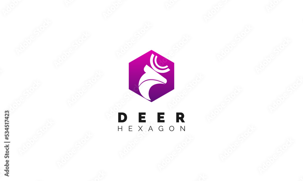 Abstract Deer Logo with Line and Hexagon Concept Abstract Deer Logo with Line and Hexagon Concept