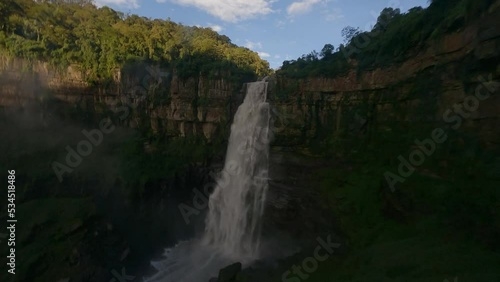 Cascading Over Ledge With Tequendama Falls In San Antonio Del Tequendama, Soacha, Cundinamarca, Colombia. FPV photo
