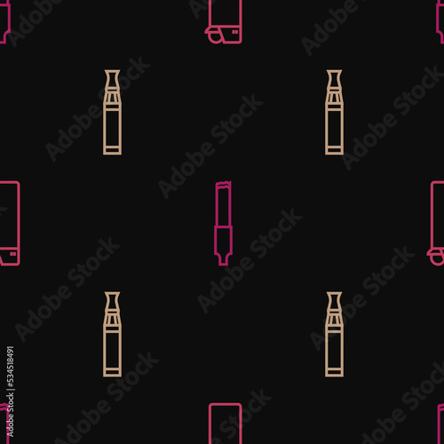 Set line Lighter, Electronic cigarette and Cigarette on seamless pattern. Vector