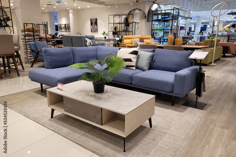 PENANG, MALAYSIA 29 SEP 2022 Interior view furniture department in