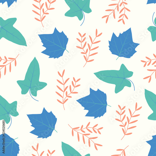 Elegant trendy floral seamless pattern design of branches and leaves. Foliage repeat texture background for surface printing
