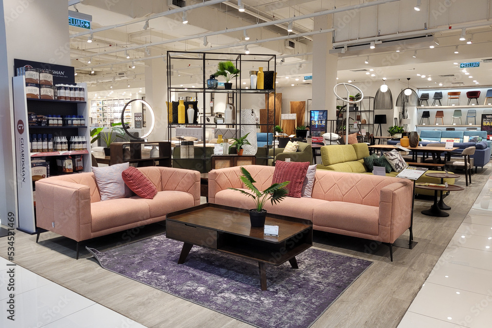 PENANG, MALAYSIA 29 SEP 2022 Interior view furniture department in