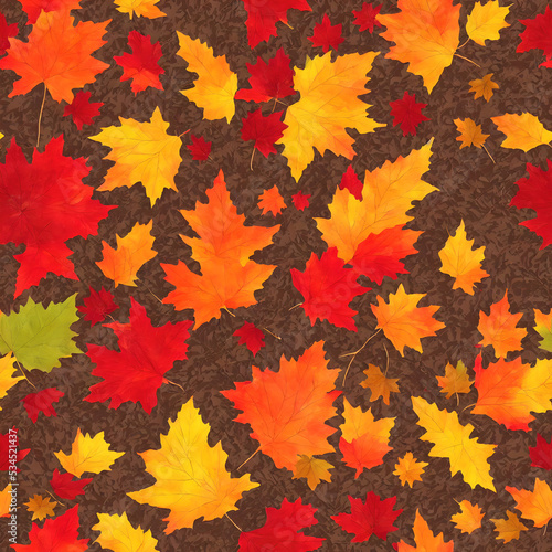 Thanksgiving Season Background Pattern - Seamless and tileable wallpaper design of Fall and Autumn Leaves