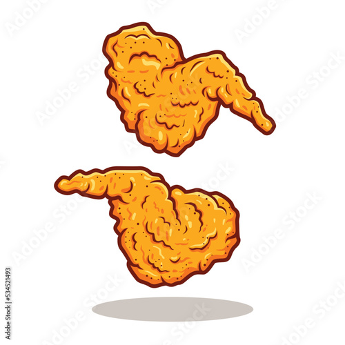 fried chicken wings illustration in cartoon style