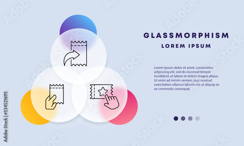 Ticket set icon. VIP person, all inclusive, important person, hotel, 5 stars, service, qr code, order online. Staff concept. Glassmorphism style. Vector line icon for Business and Advertising