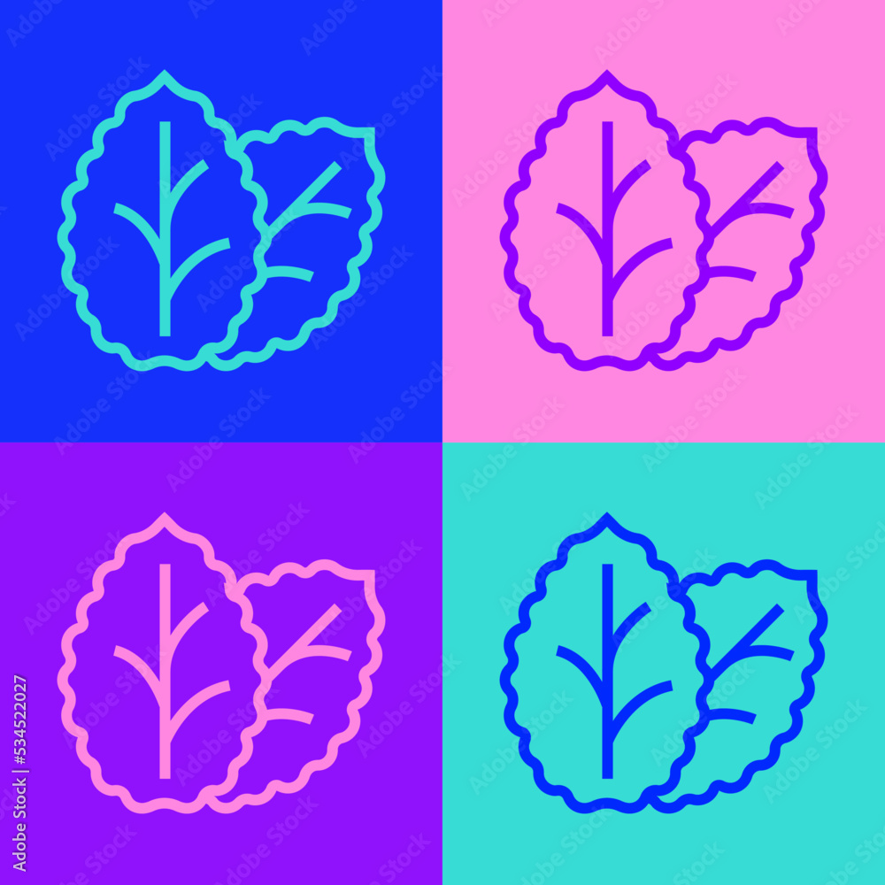 Pop art line Tobacco leaf icon isolated on color background. Tobacco leaves. Vector Pop art line Tobacco leaf icon isolated on color background. Tobacco leaves. Vector