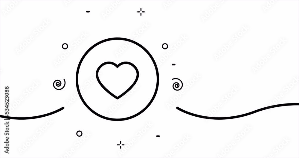 Heart in a circle. Like button, positive reaction, time for review, user, comment, social media. Feedback concept. One line drawing animation. Motion design. Animated technology logo. Video 4K Heart in a circle. Like button, positive reaction, time for review, user, comment, social media. Feedback concept. One line drawing animation. Motion design. Animated technology logo. Video 4K