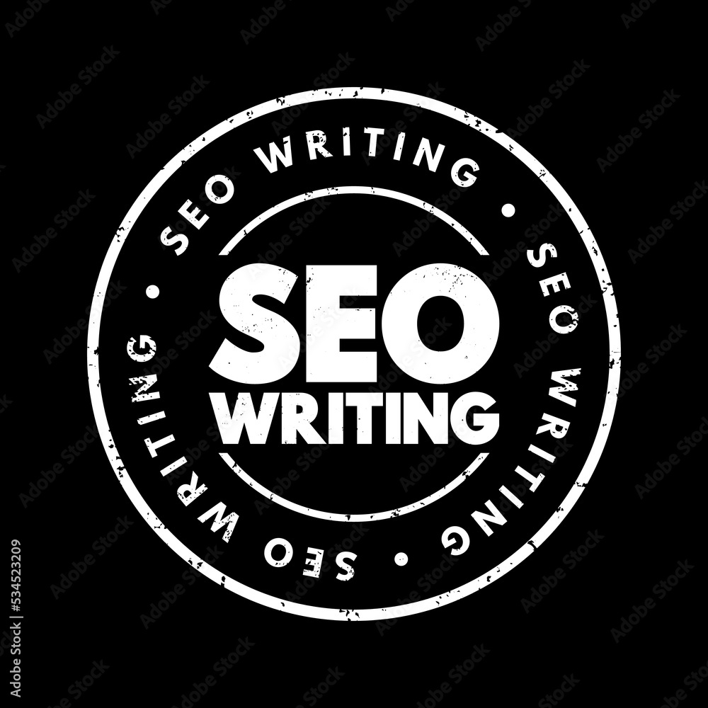 Seo Writing text stamp, concept background