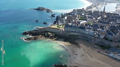 Aerial view of Saint Malo, drone in 4k,  Britanny France. photo