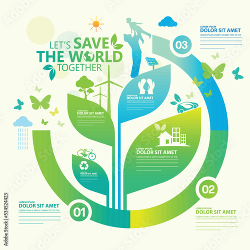 Ecology.Green cities help the world with eco-friendly concept ideas.vector illustration