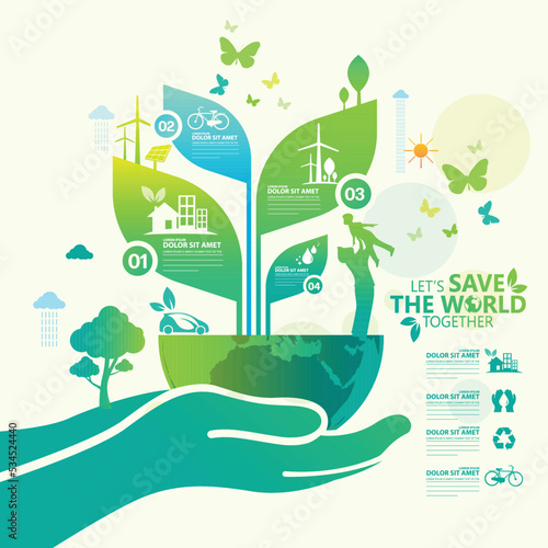 Ecology.Green cities help the world with eco-friendly concept ideas.vector illustration