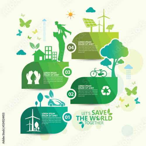 Ecology.Green cities help the world with eco-friendly concept ideas.vector illustration