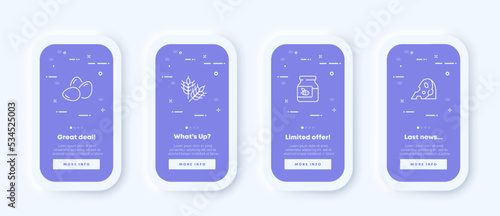 Food set icon. Eggs, wheat, fish oil, chocolate, cheese, pancake, toast, toaster, rice, porridge, meals, lunch. Neomorphism. UI phone app screen. Vector line icon for Business and Advertising