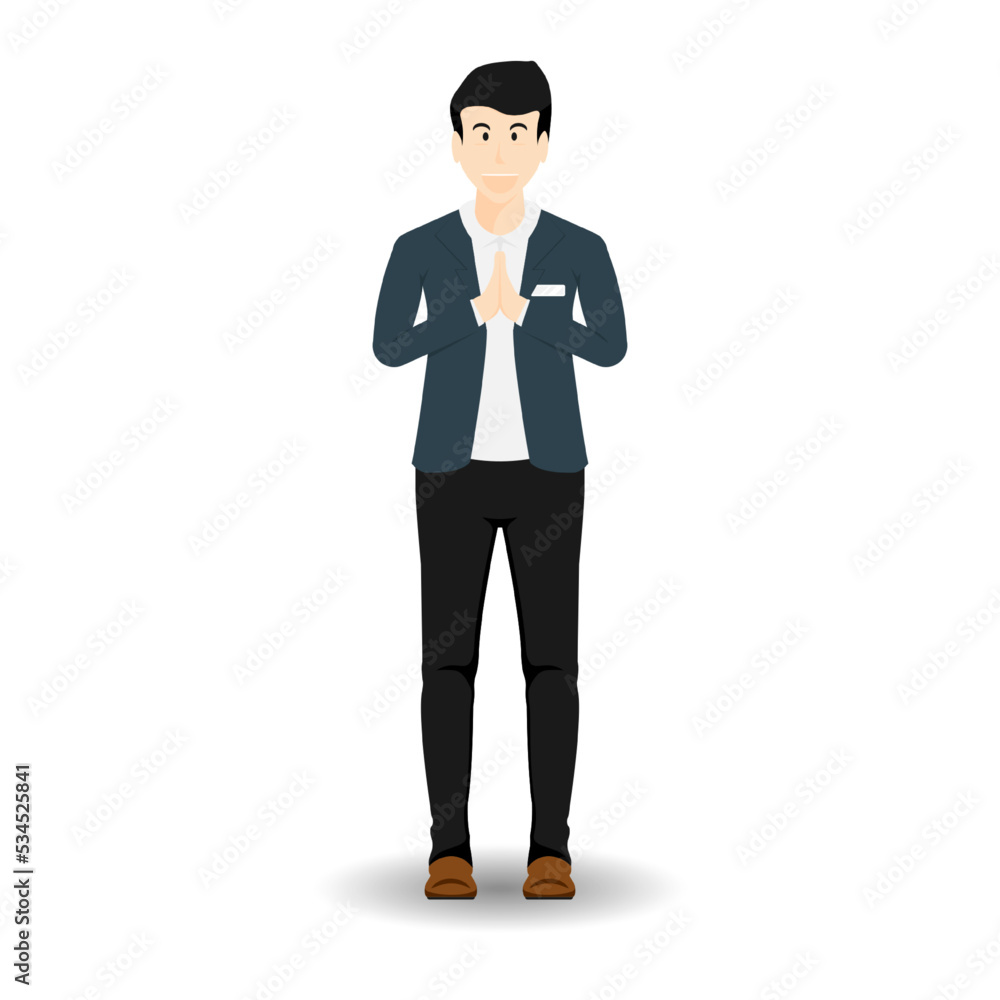 Male receptionist in company uniform on isolated background, Vector illustration.
