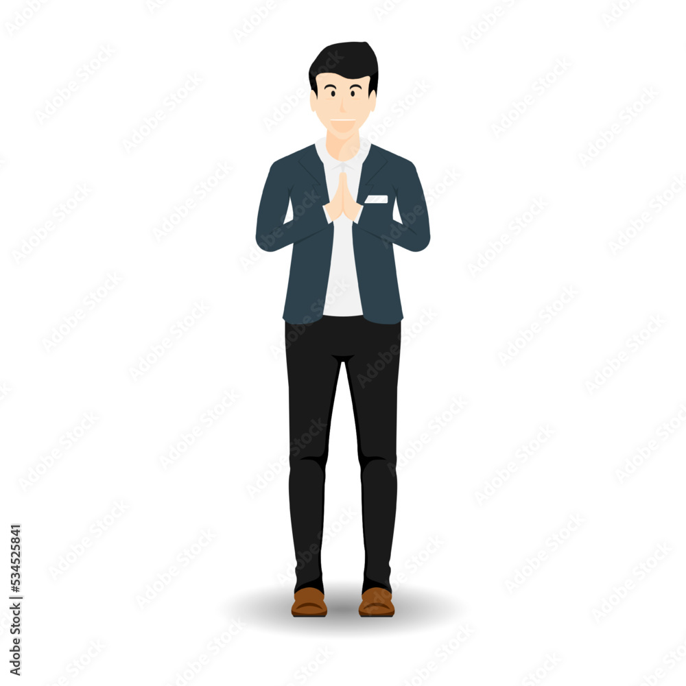 Male receptionist in company uniform on isolated background, Vector illustration. Male receptionist in company uniform on isolated background, Vector illustration.