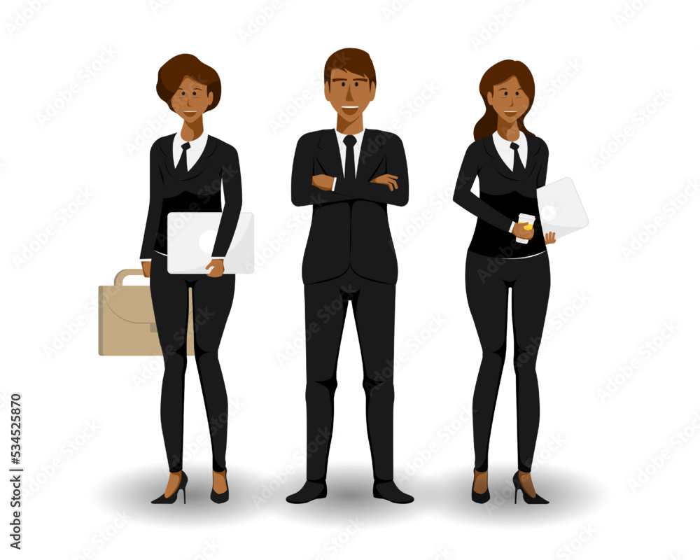 Cartoon business people on isolated background, Vector illustration