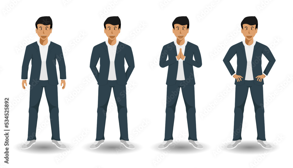 Young employees in simple company uniform on isolated background, Vector illustration. Young employees in simple company uniform on isolated background, Vector illustration.