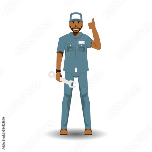 Cartoon vector illustration, Home appliance repair technician service.