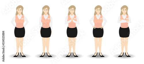 Receptionist in company uniform on isolated background, Cartoon vector illustration.