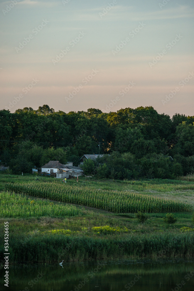 Fototapeta premium sunset over the river