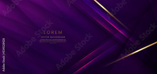 Abstract background luxury dark purple elegant geometric diagonal with gold lighting effect and sparkling with copy space for text.