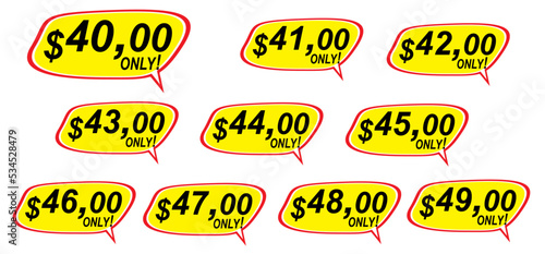 Discount sticker Template from 40 to 49, only. Vector template design, Sale, price tag illustration