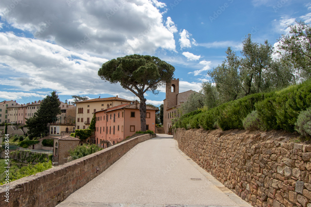 Narrow Medieval Street Leading To Buildings In Borgo Of Tuscan Village Narrow Medieval Street Leading To Buildings In Borgo Of Tuscan Village