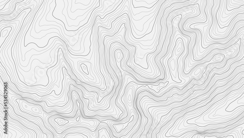 Fully editable and scalable vector illustration of topographic map on a light background. Great as an abstract background.