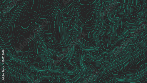 Fully editable and scalable vector illustration of topographic map on a dark background. Great as an abstract background.