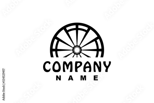 Vintage Old Wooden Cart Wheel logo design