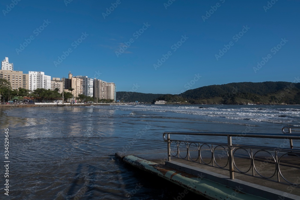 Santos, Brazil. Beachfront seen from the bridge over water channel number 6. Santos, Brazil. Beachfront seen from the bridge over water channel number 6.