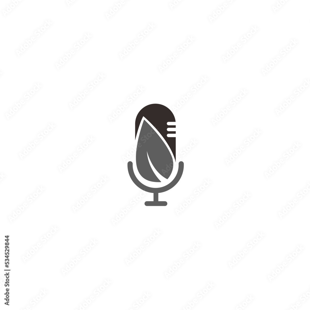 Podcast radio logo icon with leaf . Vector illustration Podcast radio logo icon with leaf . Vector illustration