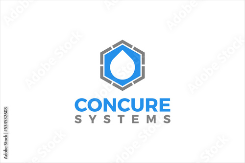 Concrete slump test system logo design water waterproof layer raindrop icon