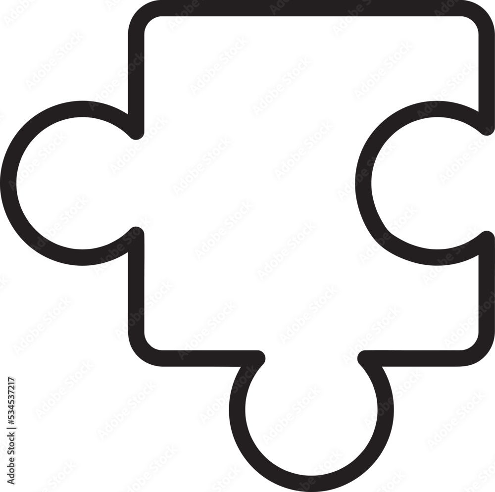 Minimalist Outline Puzzle Piece Vector Illustration