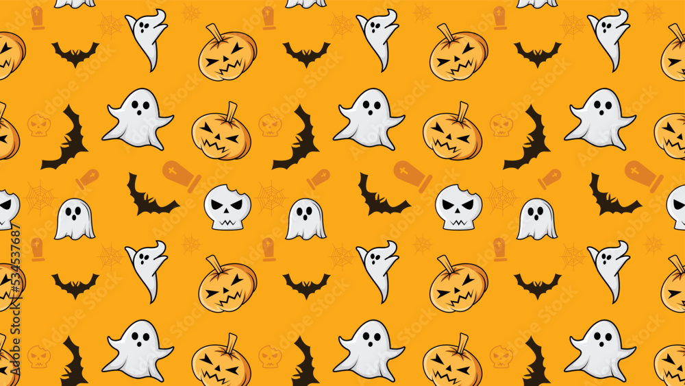 Flat illustration halloween pattern for a new template Flat illustration halloween pattern for a new template