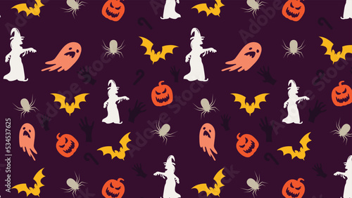Flat illustration halloween pattern for a new template © veclore
