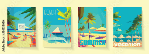 Summer beach banner and posters background at beach club