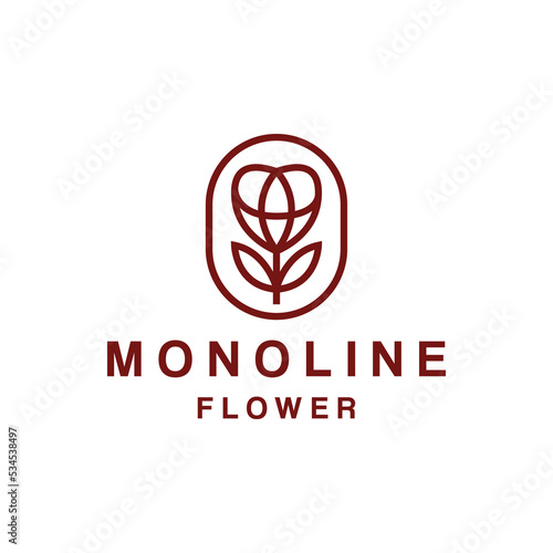 Luxury Monoline Flower Logo Vector  natural rose Symbol and icon  creative Design Company For cosmetics and Boutique