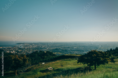 Fototapeta Naklejka Na Ścianę i Meble -  A view of my hometown in Japan from the top of a mountain