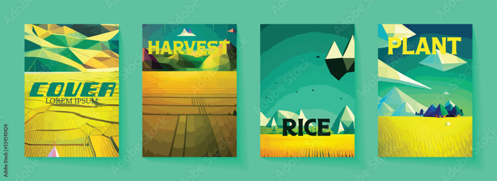Banner Outdoor Rice Golden Rice field at summer breeze template for banner and poster Stock ...