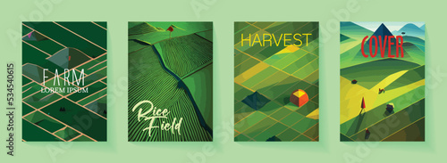 Green Rice Field background Design Template