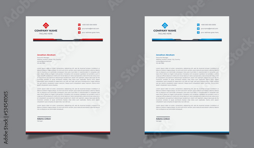 Modern Clean corporate Professional letterhead design template for company business letterhead template design with color variation 