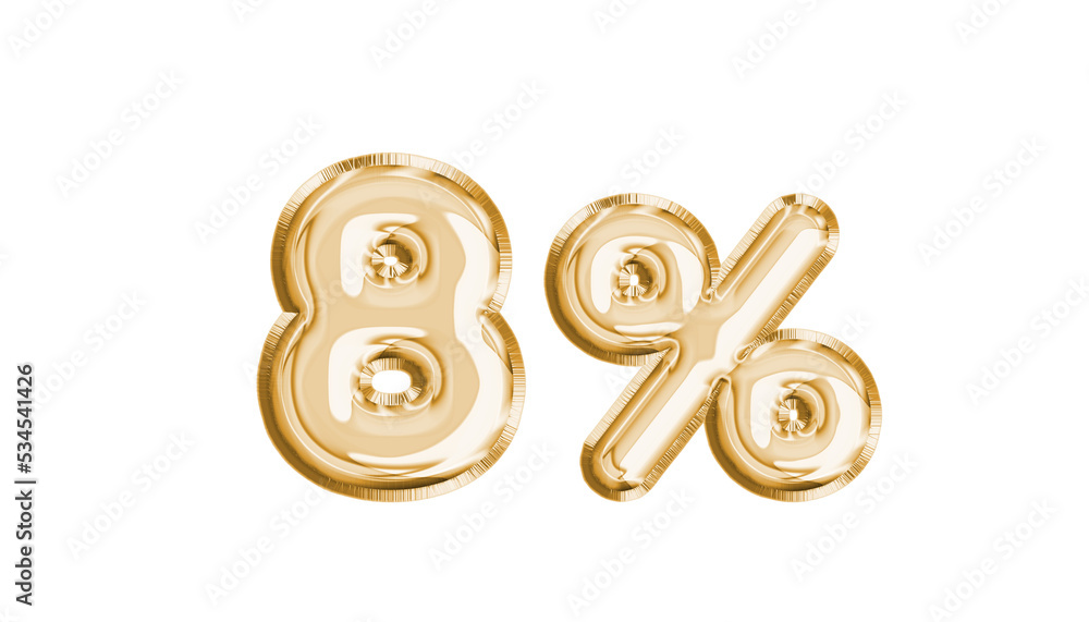 Fototapeta premium 8, 3d, abc, ad, alphabet, background, balloon, balloon number, banner, big, buy, card, character, concept, decor, design, discount, foil, font, gift, gold, golden, helium, isolated, lab