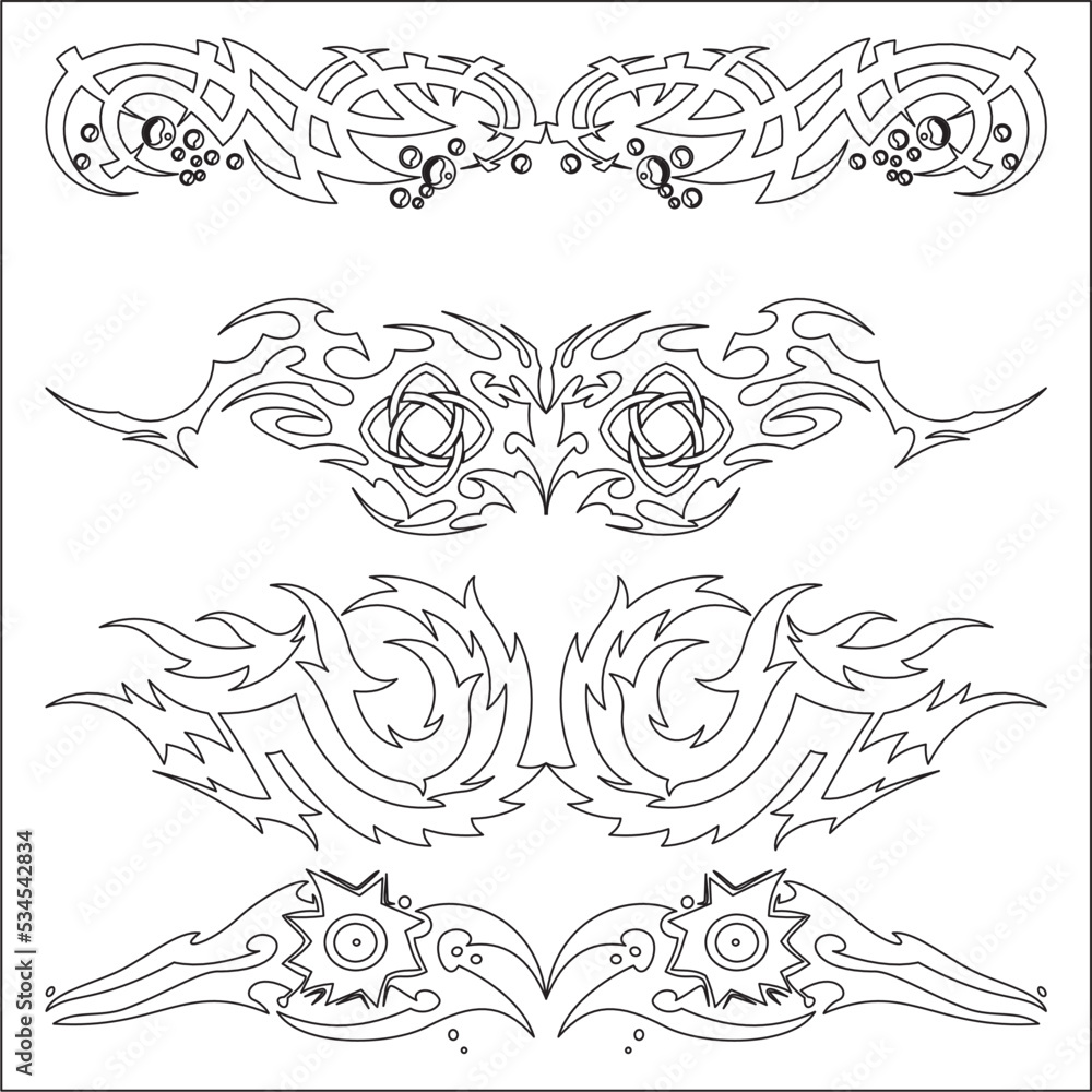 Tribal tattoo set part4 stock vector Illustration of swirl  20493906