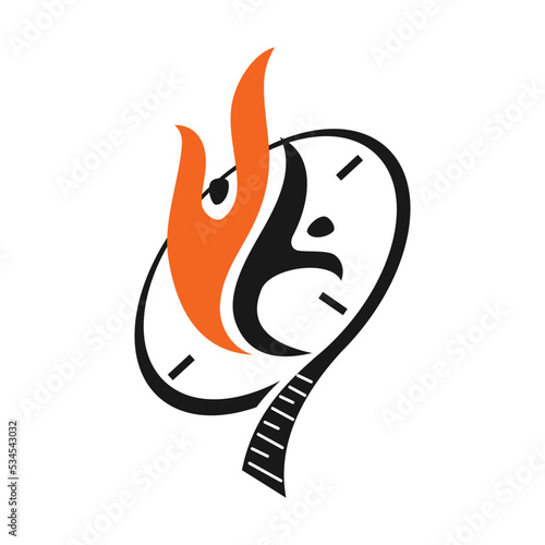 Fat loss burn day night logo template isolated
