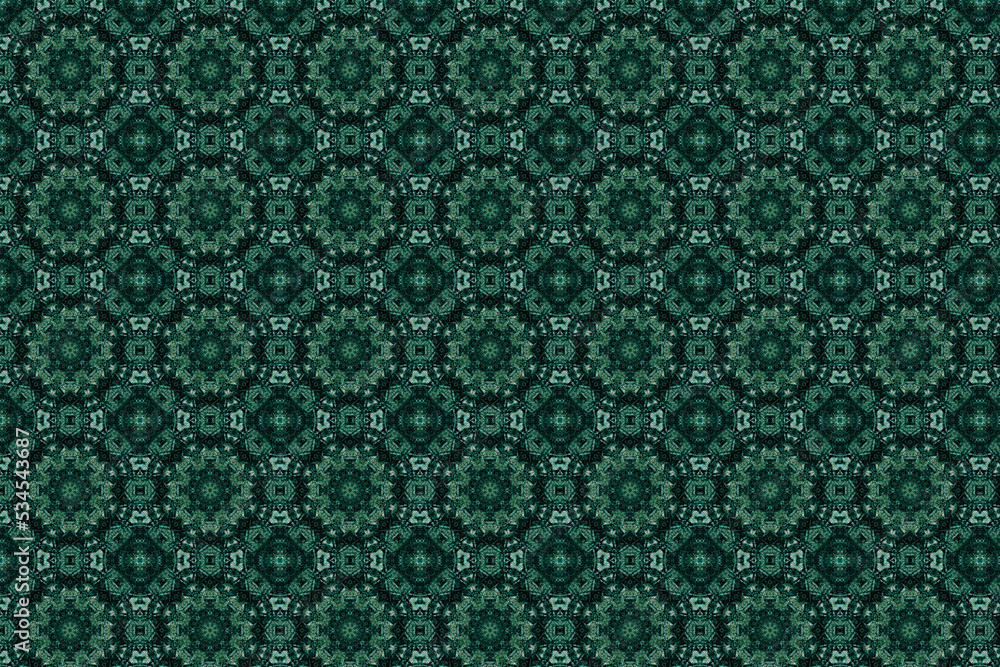 Beautiful geometric pattern. Green Color ornament.