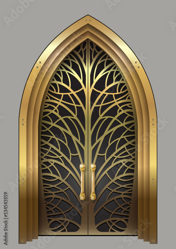 Golden door of the old oriental Palace