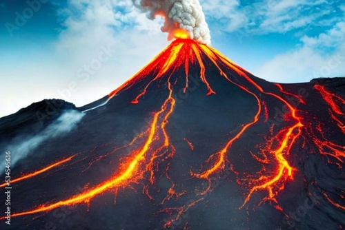 Photo erupting volcano