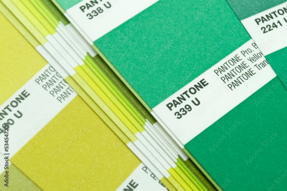 Berdsk, Russia - 28 May 2022: Pantone color guide. Palette of yellow ...